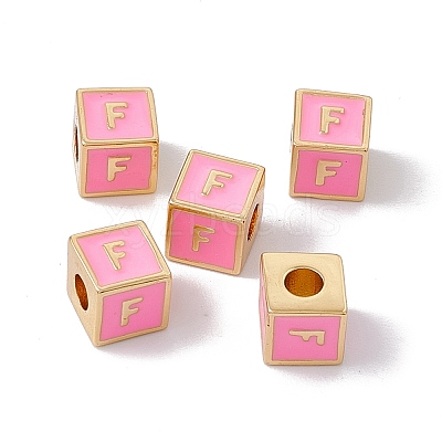 Rack Plating Brass Enamel Beads KK-B060-04G-05F-1