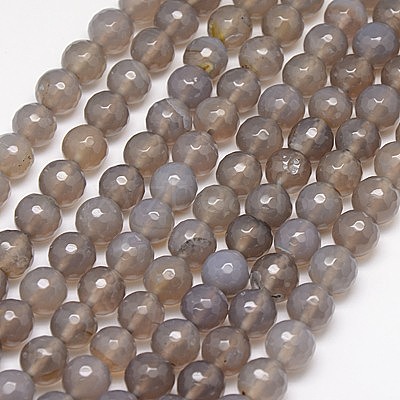 Natural Grey Agate Beads Strands G-G580-10mm-08-1