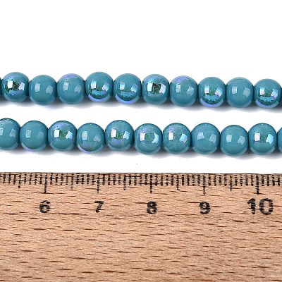 Electroplate Opaque Glass Beads Strands EGLA-Q132-6MM-01C-09-1