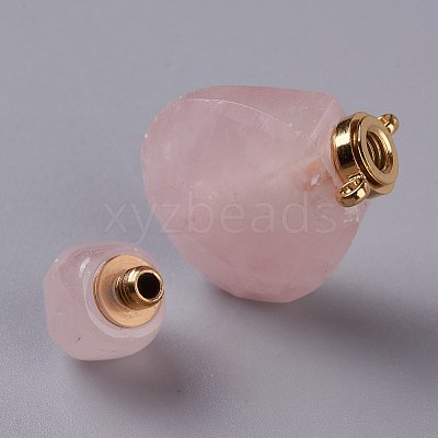 Teardrop Natural Rose Quartz Perfume Bottle Pendants G-H241-02B-G-1