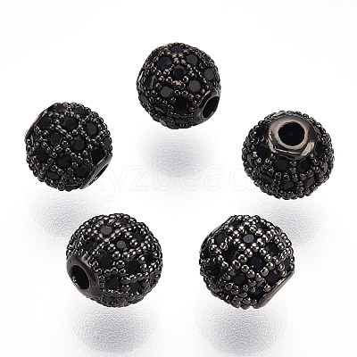 Rack Plating Brass Cubic Zirconia Beads ZIRC-S001-6mm-B04-1