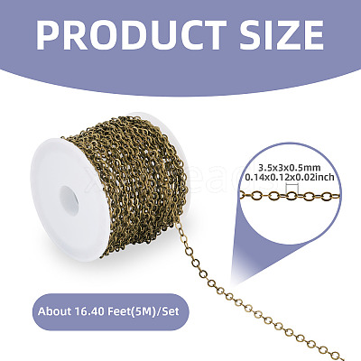 5M Brass Flat Oval Cable Chains CHC-TADJ0001-02AB-1