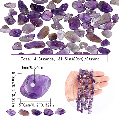 4 Strands Natural Amethyst Chip Beads Strands G-SC0002-67-1