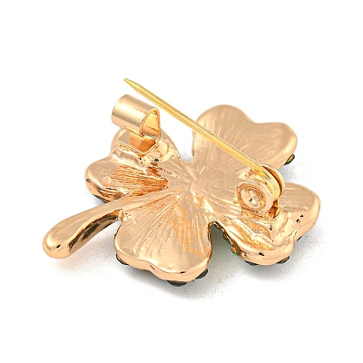 Alloy Rhinestone Clover Brooch JEWB-U006-17KCG-01-1
