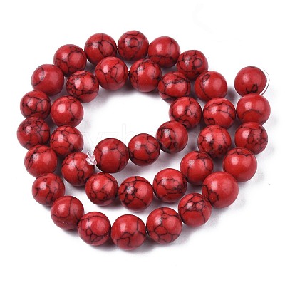 Synthetical Turquoise Gemstone Round Bead Strands TURQ-R035-10mm-04-01-1