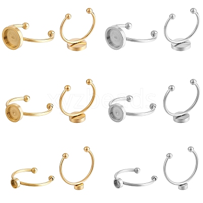 30Pcs 6 Style 201 Stainless Steel Cuff Pad Ring Settings FIND-SZ0002-73-1