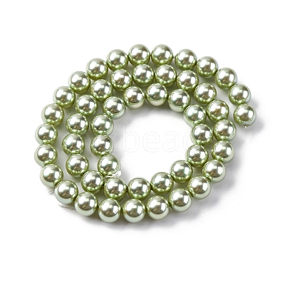 UV Plating Pearlized Glass Pearl Beads Strands GLAA-F128-01B-T21-1