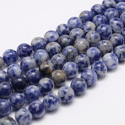 Natural Blue Spot Jasper Bead Strands G-K153-B07-8mm-1
