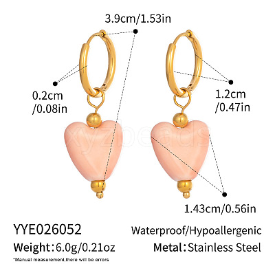 304 Stainless Steel with Handmade Procelain Hoop Dangle Earrings for Women CE4486-1