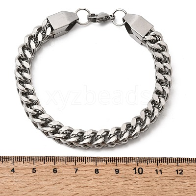 201 Stainless Steel Curb Chain Bracelets for Men STAS-T077-09P-1