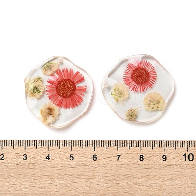 Inner Dried Flower Transparent Resin Pendants LS-RESI-A043-04B-1