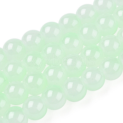 Baking Paint Imitation Jade Glass Round Bead Strands DGLA-N003-10mm-08-1-1