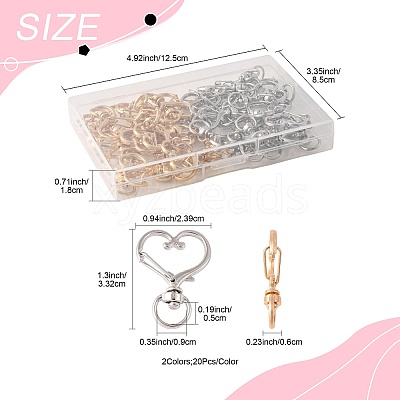 40Pcs 2 Colors Alloy Swivel Snap Hook Clasps FIND-FS0004-73B-1