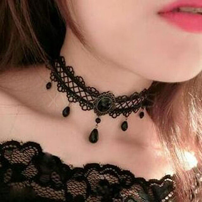 Gothic Style Resin Tassel Lace Chain Necklaces WG2E9D0-10-1