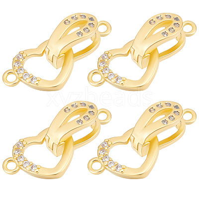 6 Sets Brass Micro Pave Clear Cubic Zirconia Fold Over Clasps KK-BBC0005-70-1