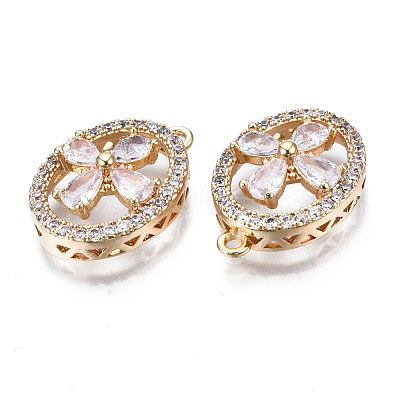 Brass Micro Pave Clear Cubic Zirconia Pendants KK-S359-106-RS-1