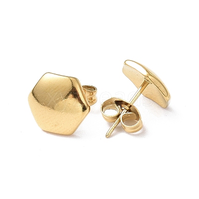 Ion Plating(IP) 304 Stainless Steel Hexagon Stud Earrings for Women EJEW-I285-04B-G-1