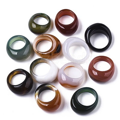 Natural Agate Rings G-N0326-033-1