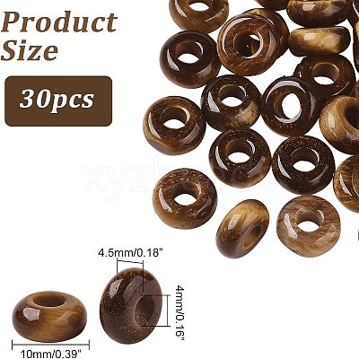 Natural Tiger Eye European Large Hole Beads G-NB0003-72B-04-1