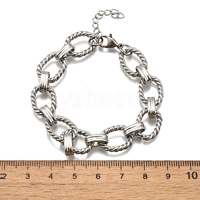 304 Stainless Steel Oval Link Chain Bracelets for Women X-BJEW-R021-09P-1