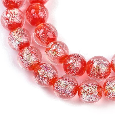 Handmade Gold Foil Lampwork Beads Strands LAMP-Q002-01G-1