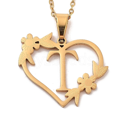 PVD Vacuum Plating 201 Stainless Steel Pendant Necklaces NJEW-R267-02T-G-1
