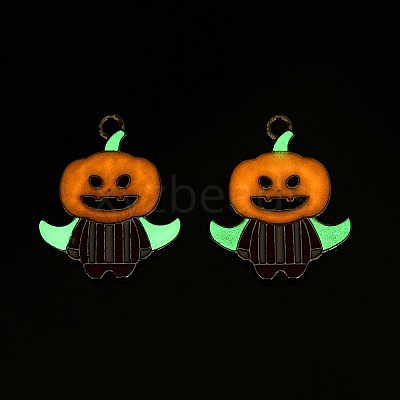 Halloween Theme Rack Plating Luminous Alloy Enamel Pendants ENAM-N056-232P-1-1