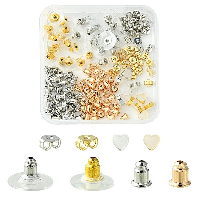 142Pcs 8 Style Brass & Silicone Earring Nuts KK-YW0001-44-1