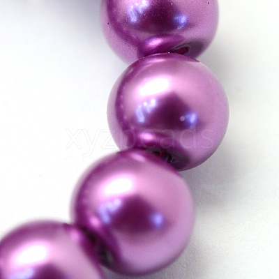 Baking Paint Pearlized Glass Pearl Round Bead Strands HY-Q003-10mm-16-1
