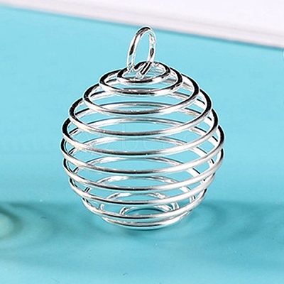 Iron Bead Cage Pendants BECA-PW0002-05B-S-1