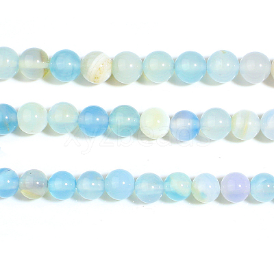 Natural Striped Agate/Banded Agate Bead Strands X-G-K155-A-8mm-04-1