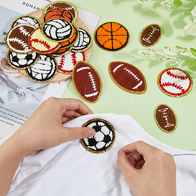 18Pcs 9 Styles Ball Polyester Embroidered Appliques PATC-FH0001-11-1