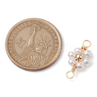Imitated Pearl Acrylic Beaded Copper Wire Wrapped Connector Charms PALLOY-JF02593-1