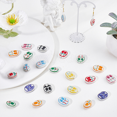 24Pcs 12 Style Handmade Porcelain Beads PORC-ME0001-22-1