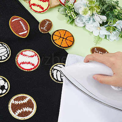 18Pcs 9 Styles Ball Polyester Embroidered Appliques PATC-FH0001-11-1