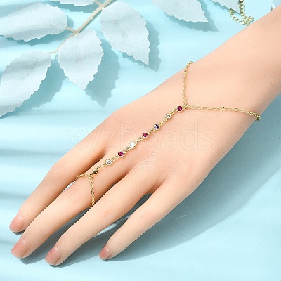 Brass Micro Pave Cubic Zirconia Mittens Bracelets BJEW-C156-01G-01-1