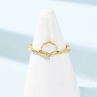 Brass Micro Pave Cubic Zirconia Cuff Rings for Women RJEW-K309-39A-G-1