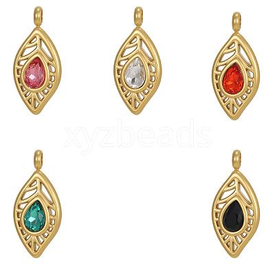 304 Stainless Steel Pave Cubic Zirconia Pendants CU-OY001-37G-1