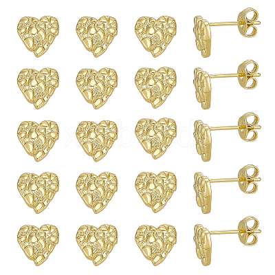 10 Pairs Brass Stud Earrings EJEW-PH0001-52B-1