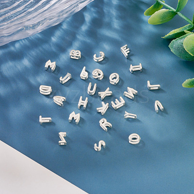 6Pcs 925 Sterling Silver Hollow Initial Beads STER-TA0001-53K-1