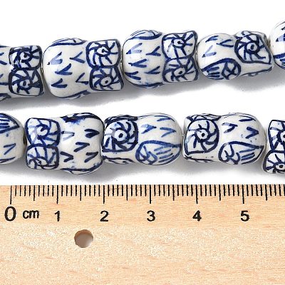 Handmade Blue and White Porcelain Ceramic Beads Strands PORC-L018-03A-1