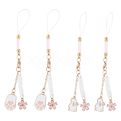 4Pcs 2 Styles Cute Japanese Cherry Blossom Pendant Decorations HJEW-OC0001-27-1