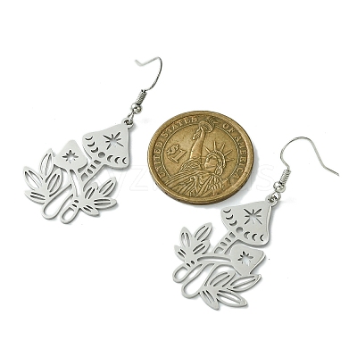 Hollow Mushroom 201 Stainless Steel Dangle Earrings EJEW-TA00389-02-1