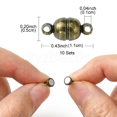 10Pcs Round Brass Magnetic Clasps with Loops KK-FS0001-34AB-1