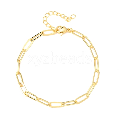 Brass Paperclip Chains Bracelets for Women BJEW-C140-24G-1