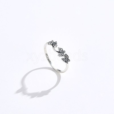 Anti-Tarnish Rhodium Plated 925 Sterling Silver Cuff Rings RJEW-BB66961-1