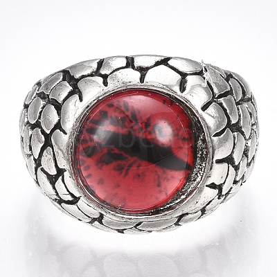 Alloy Glass Cuff Finger Rings RJEW-T006-04C-1