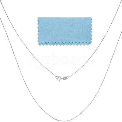 Anti-Tarnish 2Pcs Rhodium Plated 925 Sterling Silver Boston Link Chain Necklaces Set STER-BBC0006-13B-1