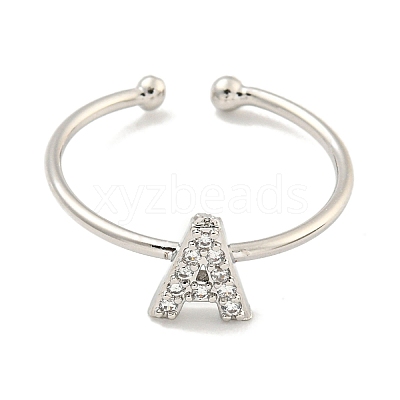 Rack Plating Brass Open Cuff Rings for Women RJEW-F162-02P-A-1