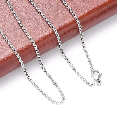 Tarnish Resistant 304 Stainless Steel Necklaces Unisex Rolo Chain Necklaces NJEW-507L-6-1